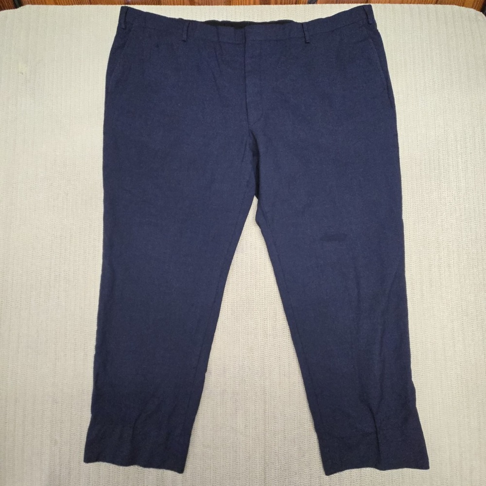 Jos. A. Bank Dress Pants Mens 48x30 Blue Traveler Wool Slim Fit Flat Front Check